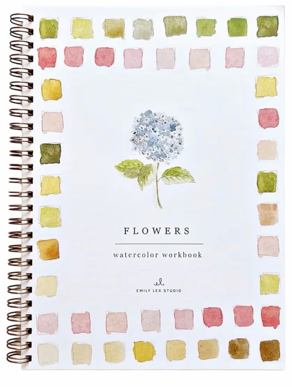 Flowers Watercolor Workbook - and Water Color Paint  Floral Cover in Blue & Gree